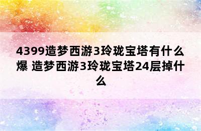 4399造梦西游3玲珑宝塔有什么爆 造梦西游3玲珑宝塔24层掉什么